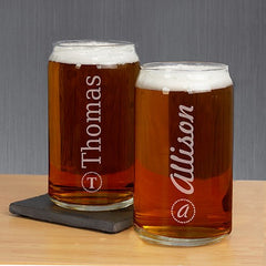Custom Name & Initial Beer Can Glass