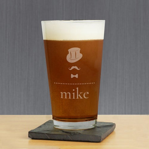 Top Hat & Tie Personalized Pint Glass