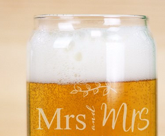 Couple's Engraved Beer Can Glass