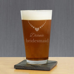 Engraved Bridal Party Pint Glass