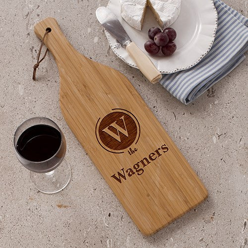 Engraved Name & Initial Bottle Shape Cutting Board