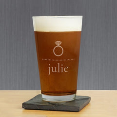 Diamond Ring Personalized Pint Glass