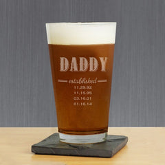 Dad Established Personalized Pint Glass