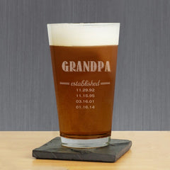 Dad Established Personalized Pint Glass