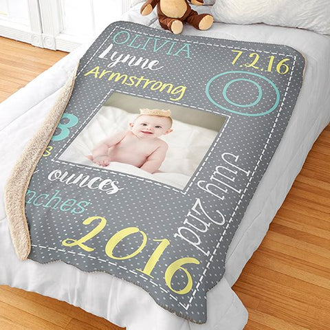 Personalized Baby Birth Photo Blanket