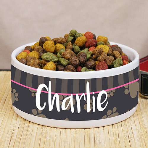 Heart Print Personalized Pet Food Bowl