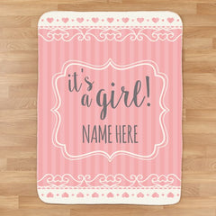 Personalized It's A Girl Baby Blanket