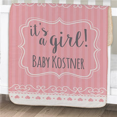 Personalized It's A Girl Baby Blanket