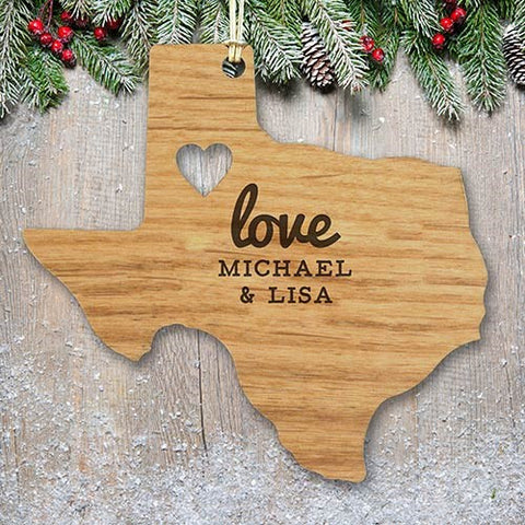 Engraved Love State Shaped Ornament