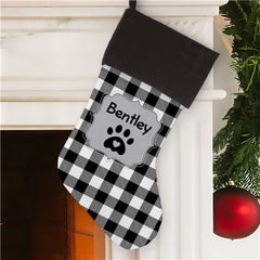 Personalized Black Plaid Pet Stocking