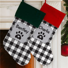 Personalized Black Plaid Pet Stocking