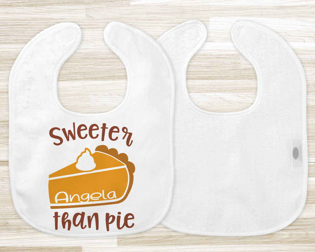 Sweeter Than Pie Personalized Baby Bib