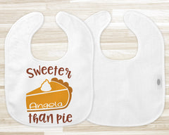 Sweeter Than Pie Personalized Baby Bib