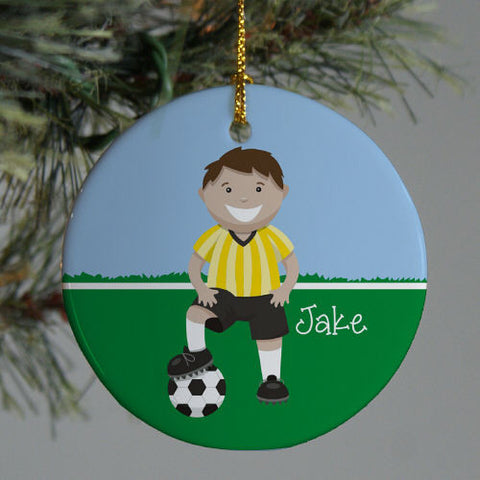 Soccer Boy Personalized Christmas Ornament