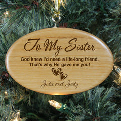 To My Sister Personalized Wood Ornament