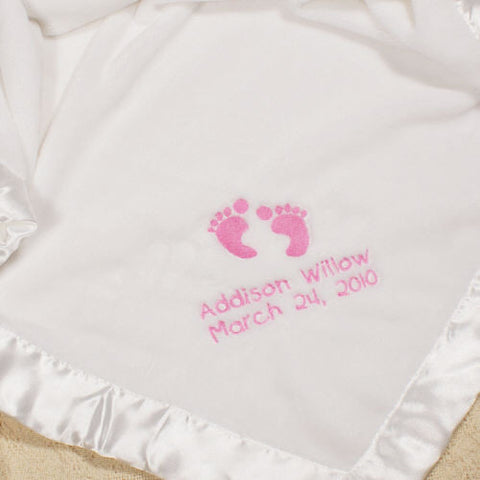 Embroidered Baby Feet Fleece Blanket (boy & girl designs)