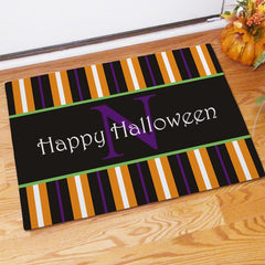 Halloween Stripes Personalized Doormat